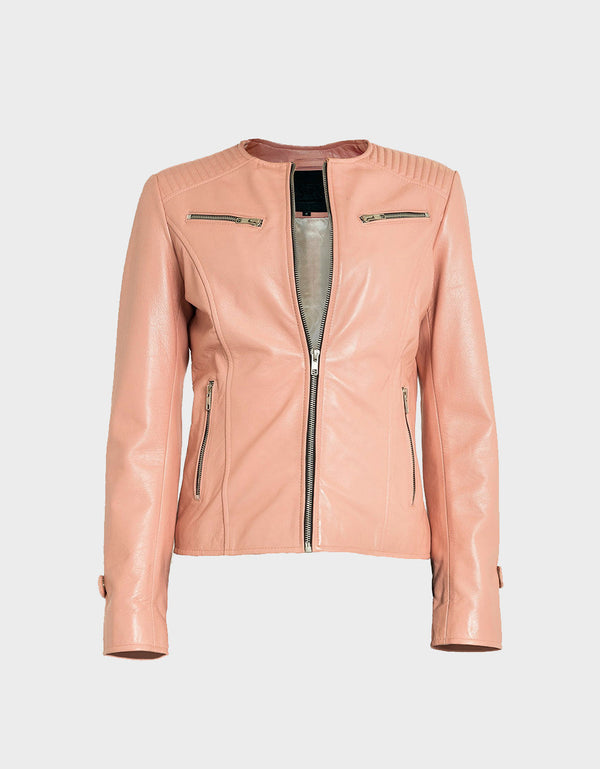 Eva Women's Fall Leather Jacket | Light Pink